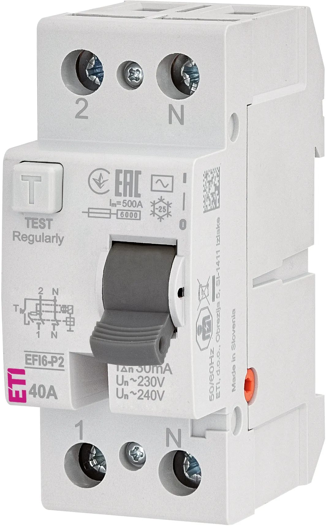 Wyłącznik ochr. różnicowoprąd. EFI6-P2 AC 40/0.03 002061252