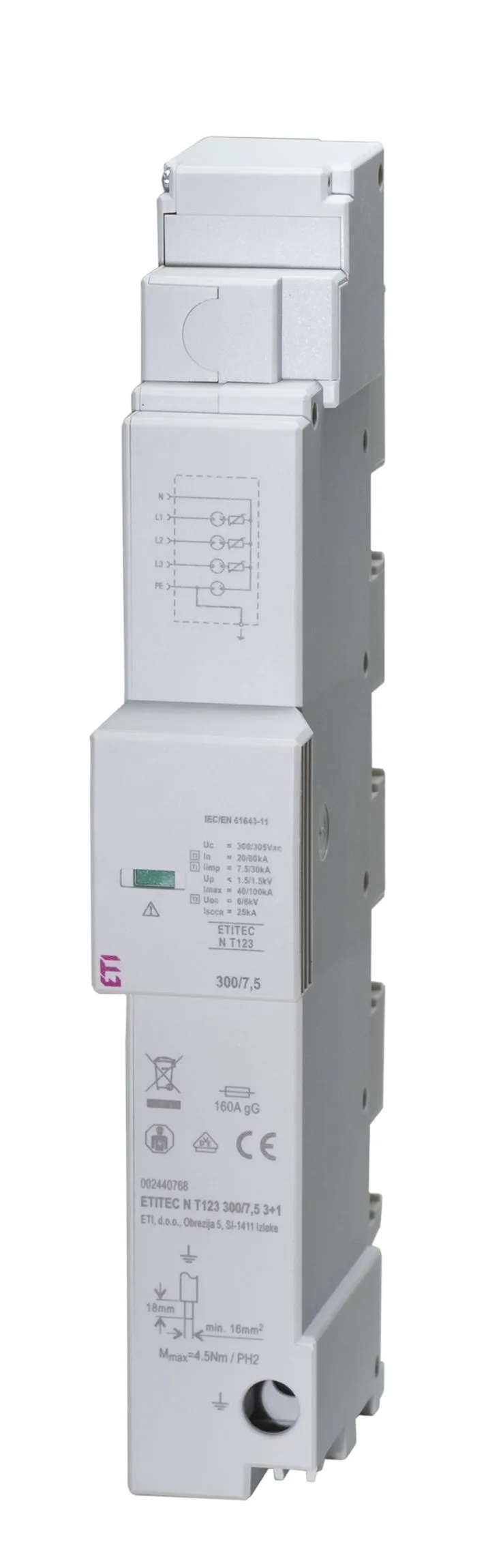 Ogranicznik przepięć ETITEC N T123 300/7,5 3+1 002440768
