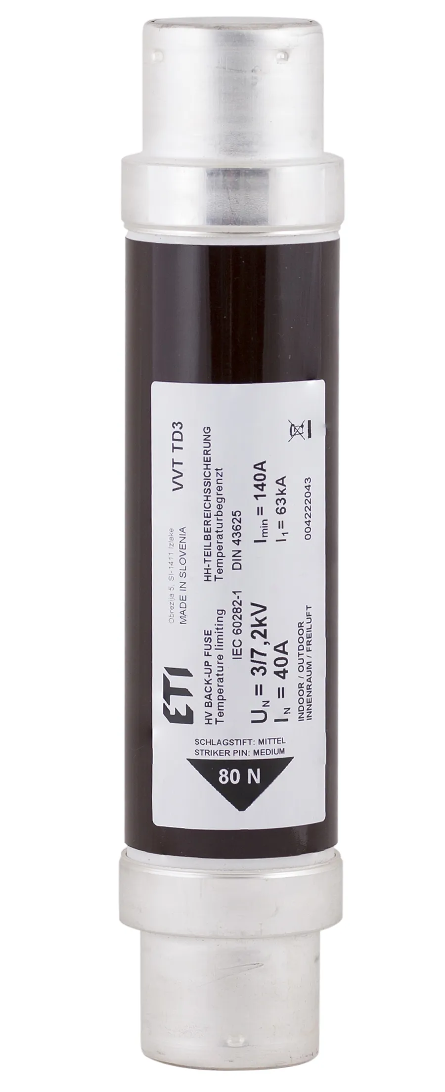 Wkładka topikowa VVT-D3 7,2kV/2A 004222003