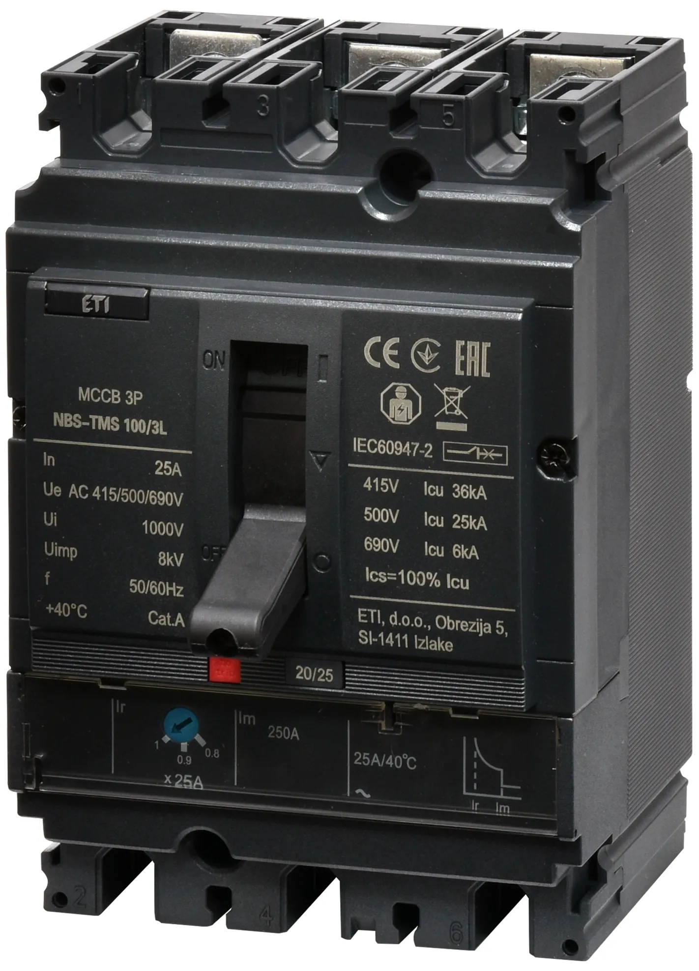 Wyłącznik mocy NBS-TMS 100/3L  25A 3P 004673010