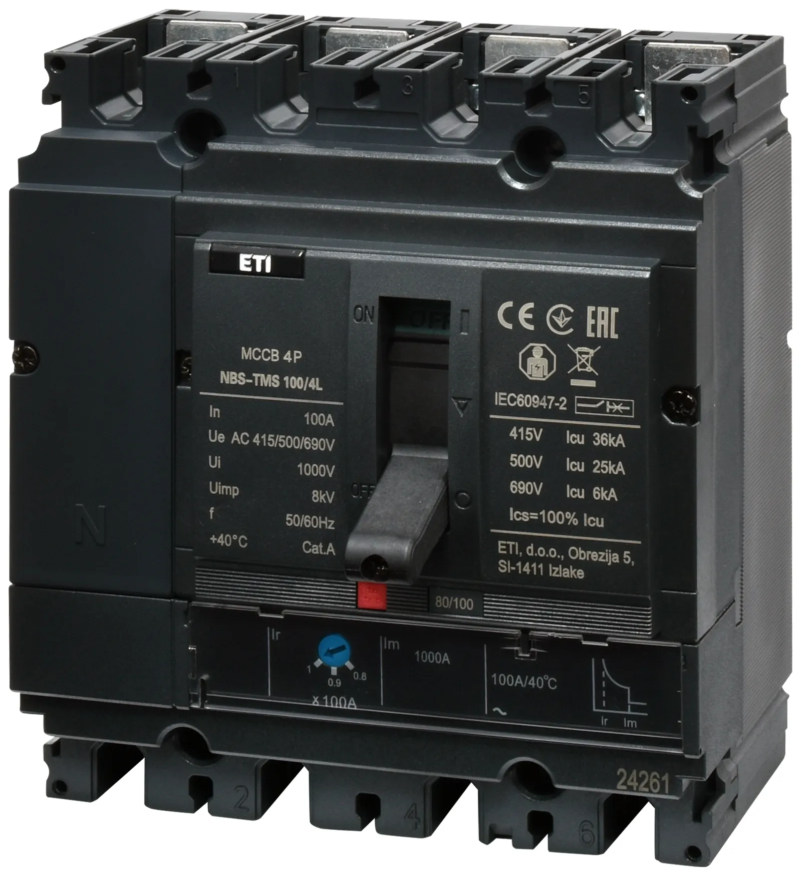 Wyłącznik mocy NBS-TMS 100/4L  25A 4P 004673020