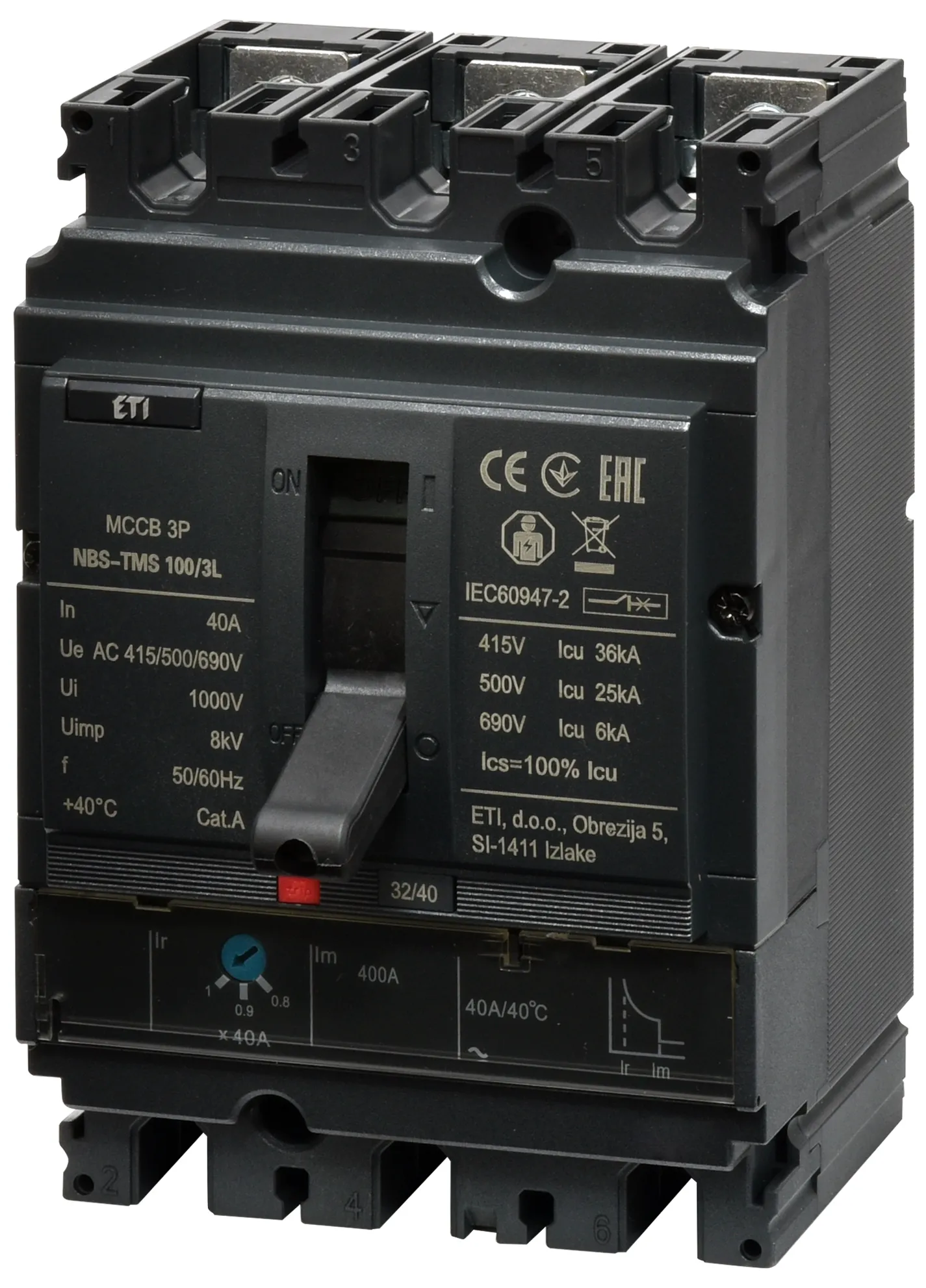 Wyłącznik mocy NBS-TMS 100/3L  40A 3P 004673003