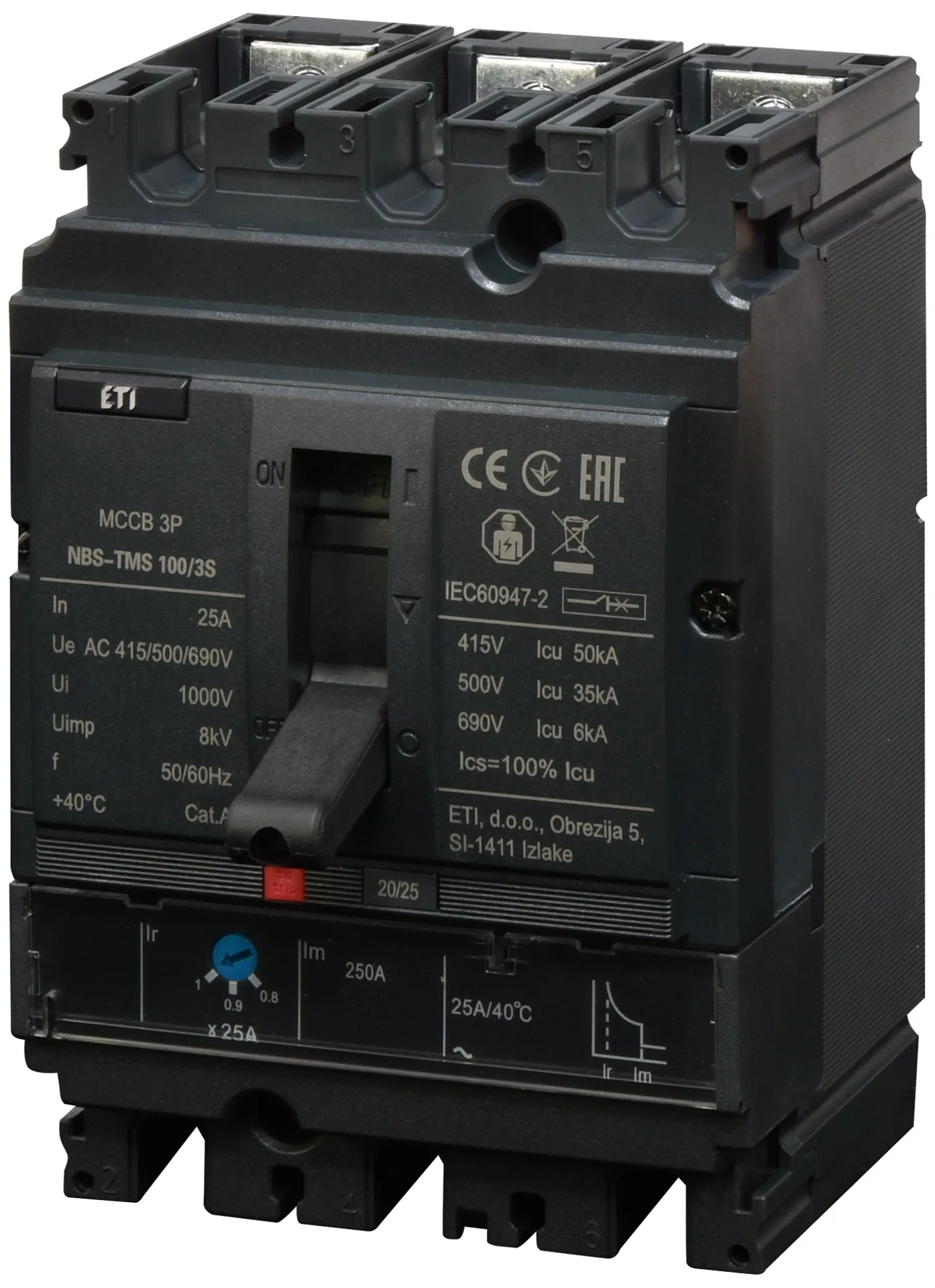 Wyłącznik mocy NBS-TMS 100/3S  25A 3P 004673030